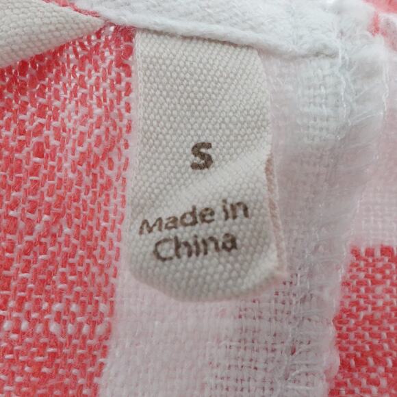 Soft Surroundings Linen Blend Cold Shoulder Red Striped Tunic Beach Women Size S - Picture 4 of 11